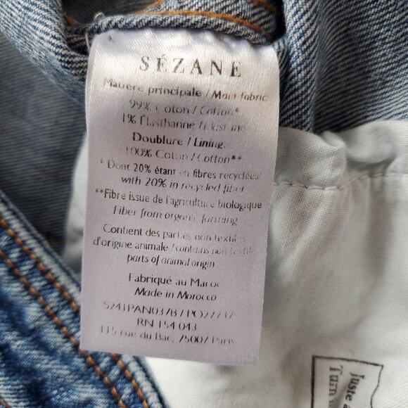 Sezane Le Crop Jeans High Rise Wide Leg Cropped Blue Denim Wash 48 US 16 - Picture 8 of 9